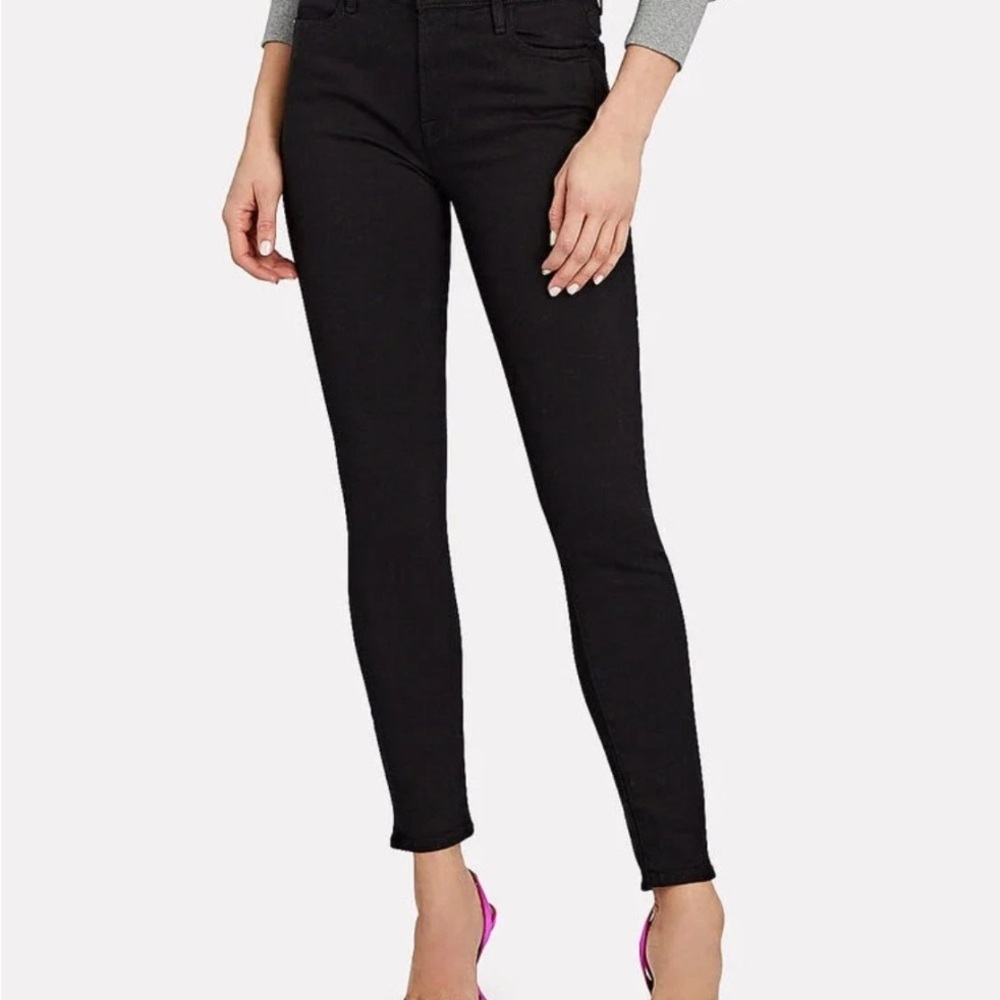 Frame Denim Women's Le High Skinny Jeans Black Film Noir Size 27